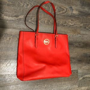 Michael Kors burnt orange leather tote